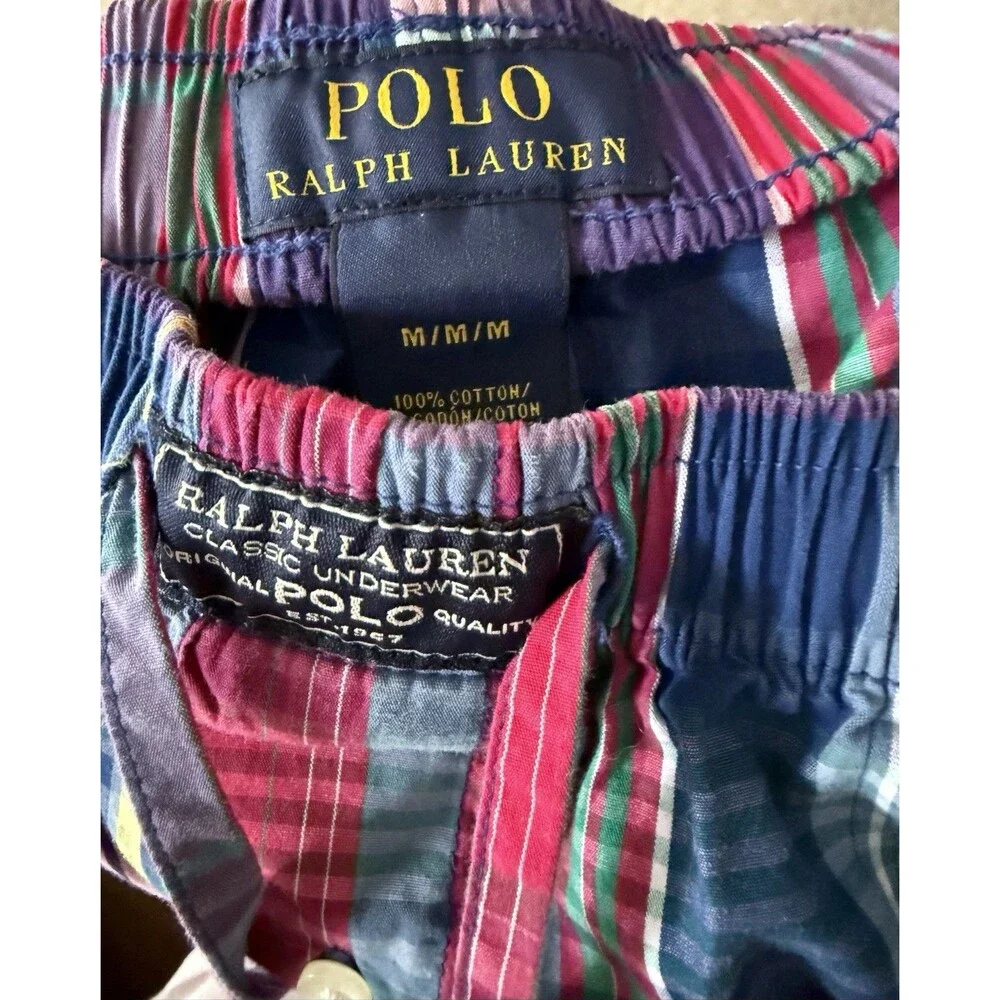 Vintage POLO Ralph Lauren LOUNGE Pants Pony Logo PLAID Men's‎ Size Medium